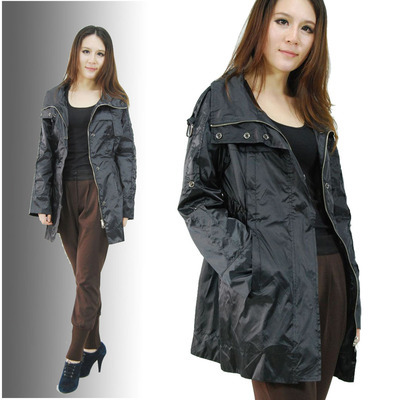 【【廠家批發 品質上乘】小額服裝批發黑色光澤好長風衣ZB006-2】價格,廠家,圖片,女式風衣、大衣,季玉榮(個體經營)-